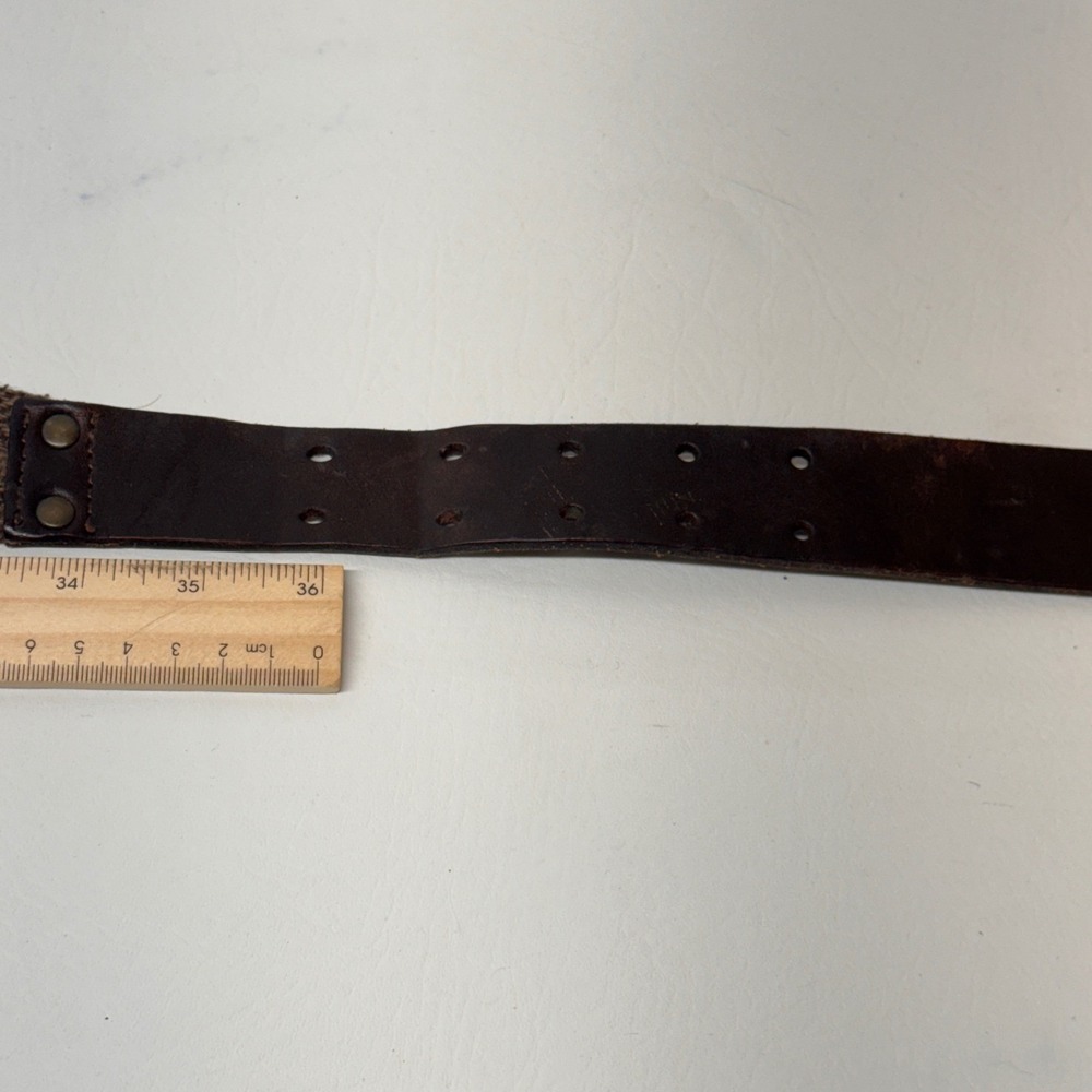 URBN Herringbone Belt Women 38 Brown Leather Tweed Dark Academia Heritage - Picture 6 of 10
